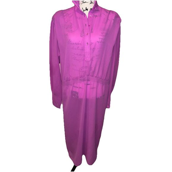 Vintage‎ 70's Don Sophisticates by Charlotte Ford Purple Pleated Dress Size 12 - Picture 2 of 11